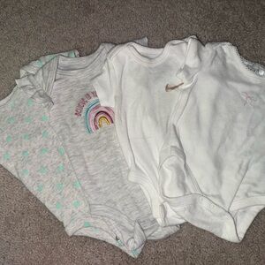 4-Pack Various Brands Baby Onesies, 0-3 Months